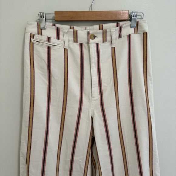 Madewell Emmett Wide Leg Crop Pants in Antique Coral Stripe - Picture 4 of 9